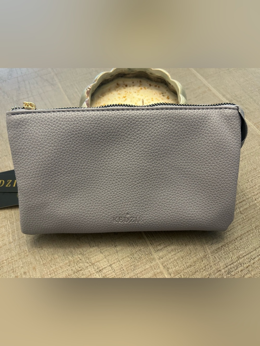 KedzieLavender Pebbled vegan Leather Zip Clutch wallet